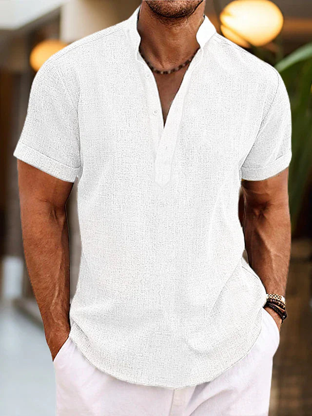Short sleeve henley collar shirt for men | Arlo