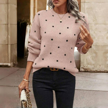 Relaxed polka-dot knit everyday sweater for women | Lunette