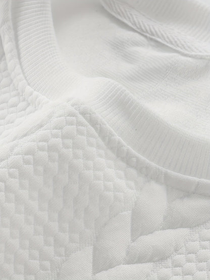 Thervan | Men's Textured Crew Neck Sweatshirt with Ribbed Cuffs