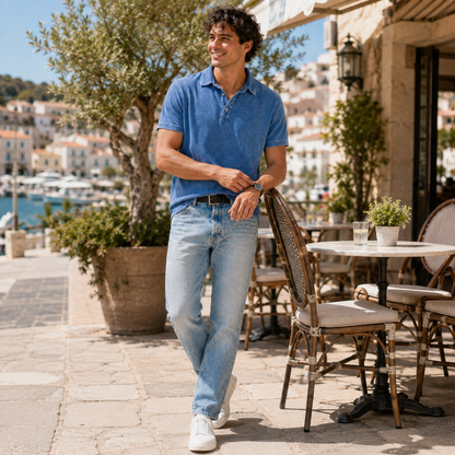 Everett | Men's Piqué Polo Shirt with Ribbed Collar