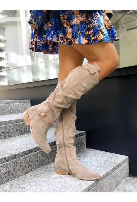 Charlotte | Women's High Tube Zip Low Heel Boot