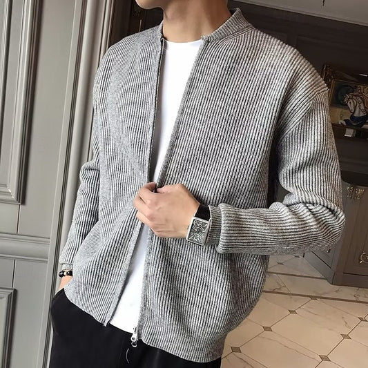 Alaric | Men's Ribbed Zip Front Cardigan