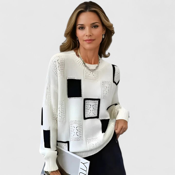 Geometric art inspired knit sweater for women | Aymbr