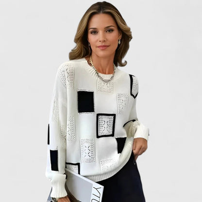 Geometric art inspired knit sweater for women | Aymbr