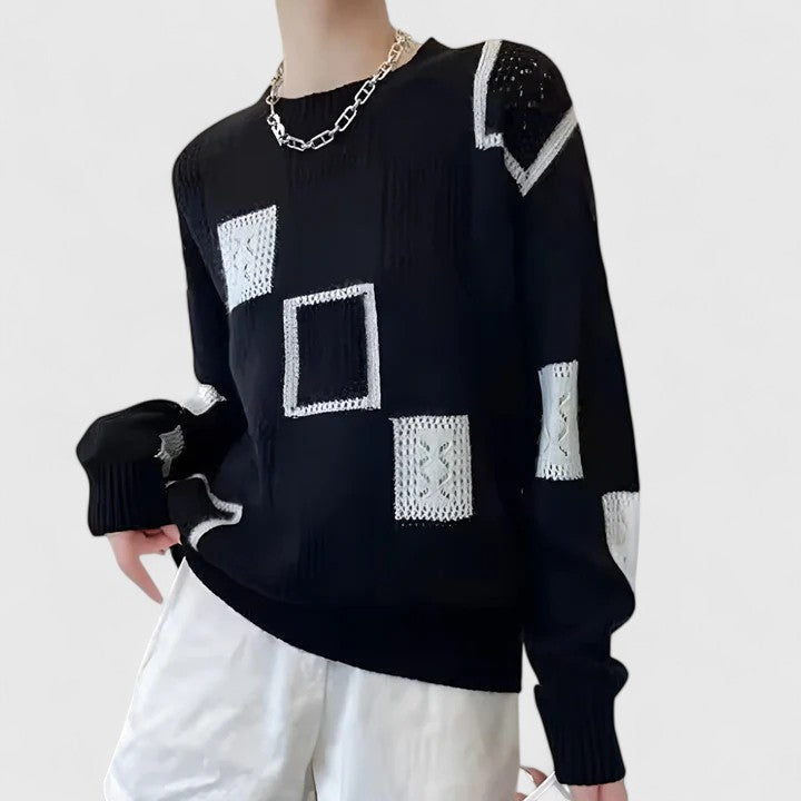 Geometric art inspired knit sweater for women | Aymbr