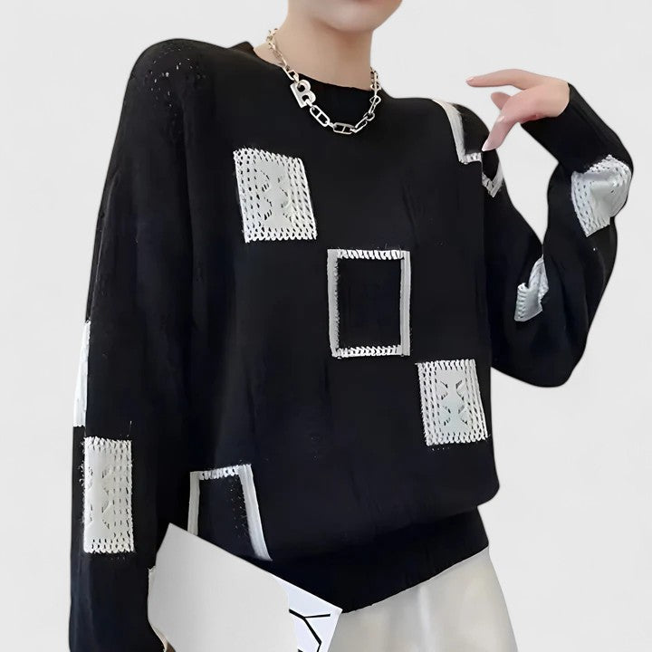 Geometric art inspired knit sweater for women | Aymbr