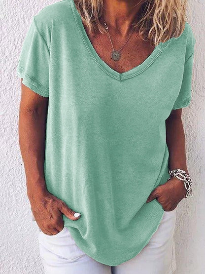Casual loose fit V-neck summer T-shirt for women | Marisol