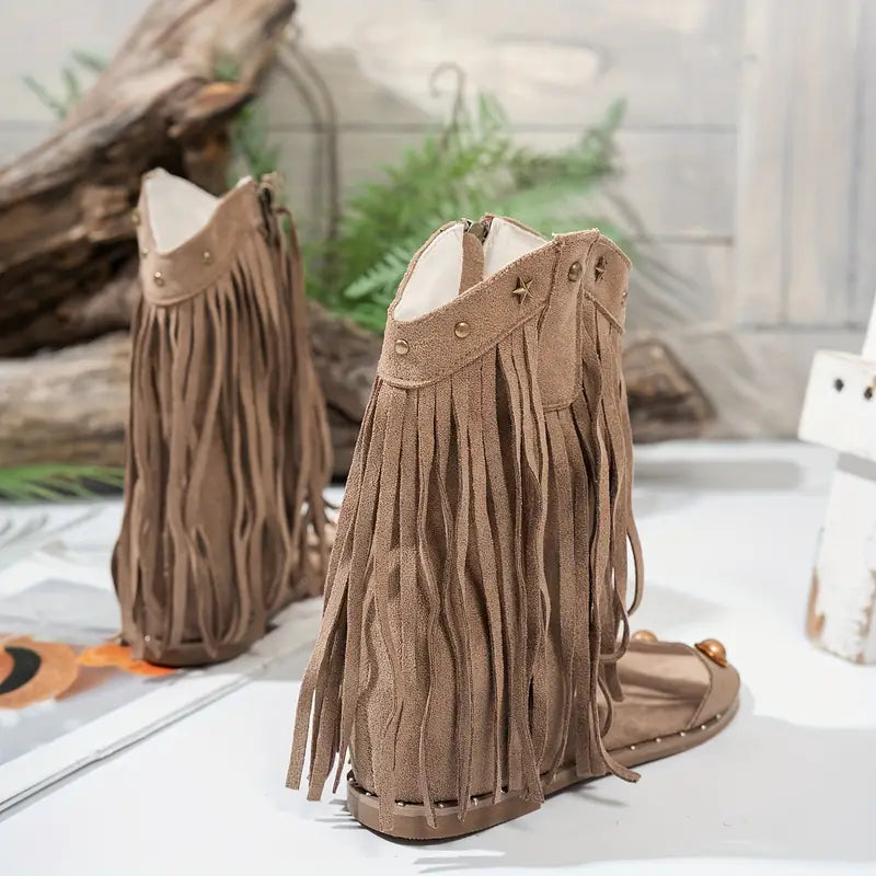 Elegant fringe heel sandals for women | Ariselle
