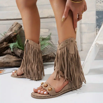 Elegant fringe heel sandals for women | Ariselle