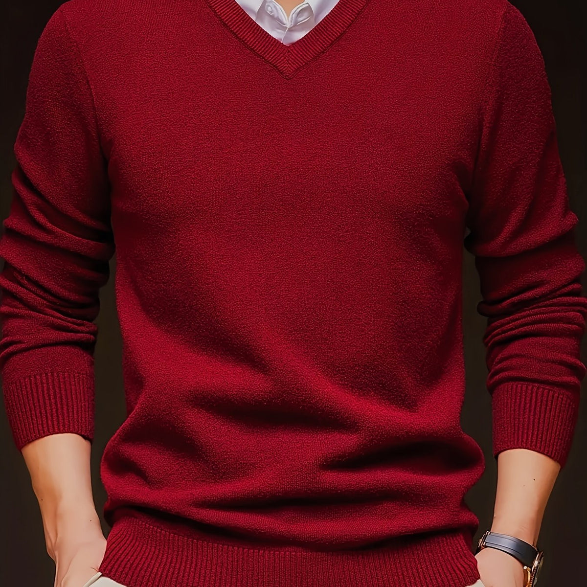 Elvaris | Men's V Neck Pullover Sweater with Stretch Knit