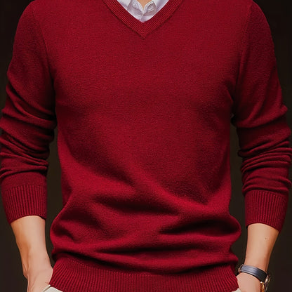 Elvaris | Men's V Neck Pullover Sweater with Stretch Knit