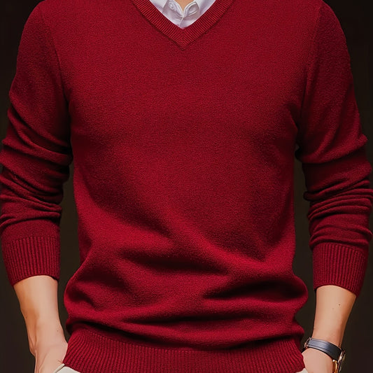 Elvaris | Men's V Neck Pullover Sweater with Stretch Knit