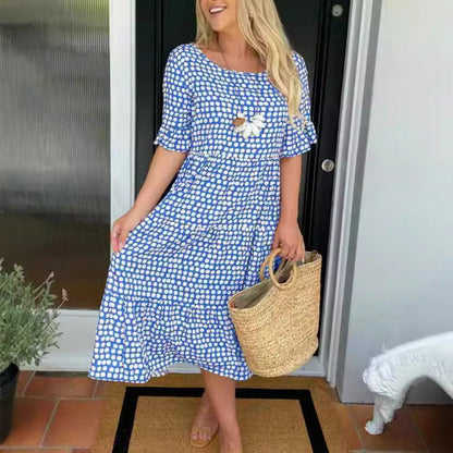 Griselda | Women's Polka Dot Midi Dress with Tiered Skirt