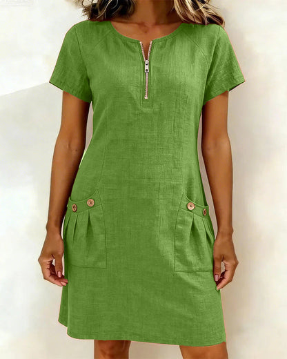 Casual solid A-line mini dress for women | Eliana