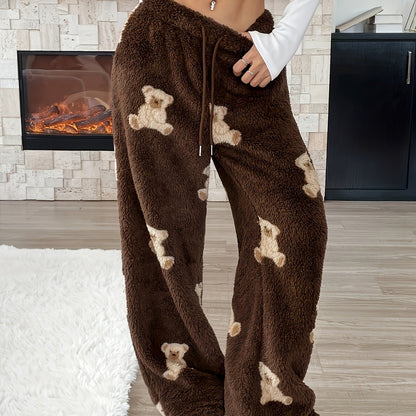 Jessamine | Women's Teddy Bear Wide Leg Drawstring Sweatpants