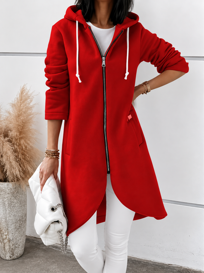 Sophie | Women's Hooded Curved Hem Longline Jacket