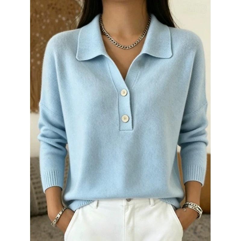 Estella | Women's Collared Button Front Pullover Top with Relaxed Fit