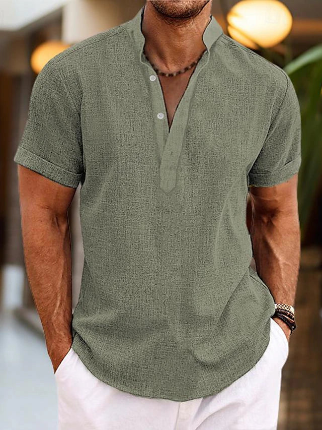 Short sleeve henley collar shirt for men | Arlo