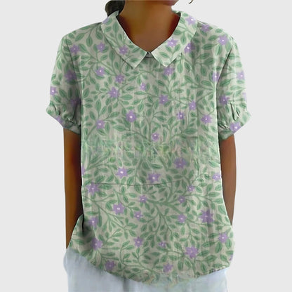 Veronica | Women's V Neck Short Sleeve Floral Blouse