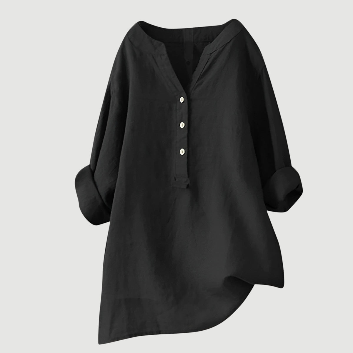 Refined V-neck button-down lightweight shirt for women | Carina
