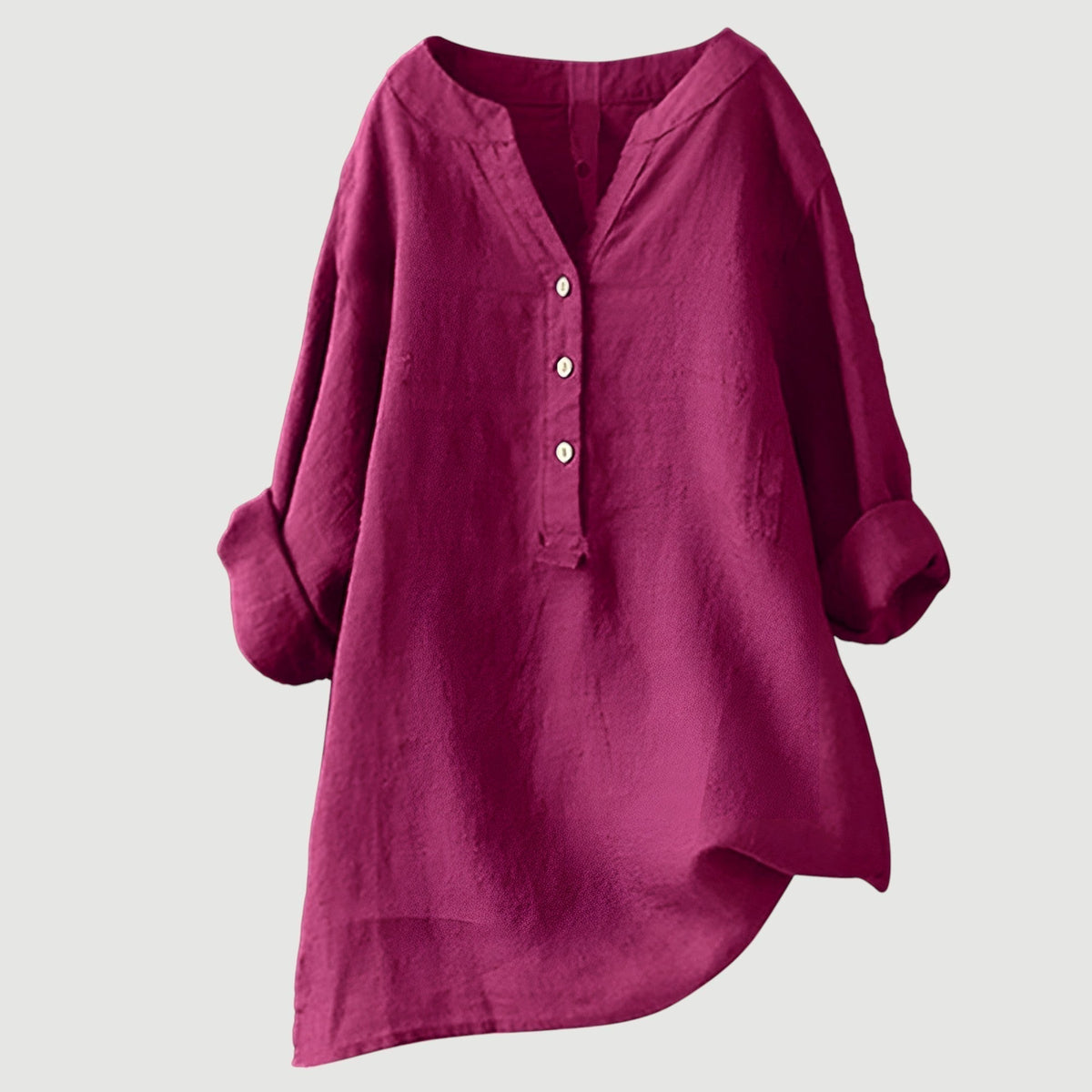 Refined V-neck button-down lightweight shirt for women | Carina