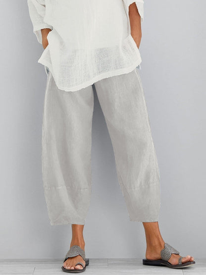 Loose fit cotton cropped trousers for women | Marisela