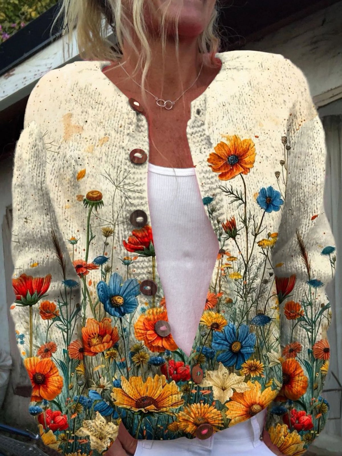 Velmira | Women's Wildflower Print Open Front Cardigan