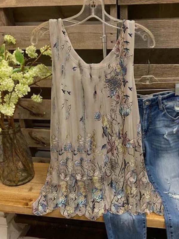 Floral print loose fit tank top for women | Marisela