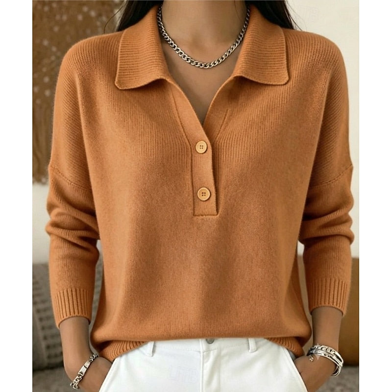 Estella | Women's Collared Button Front Pullover Top with Relaxed Fit
