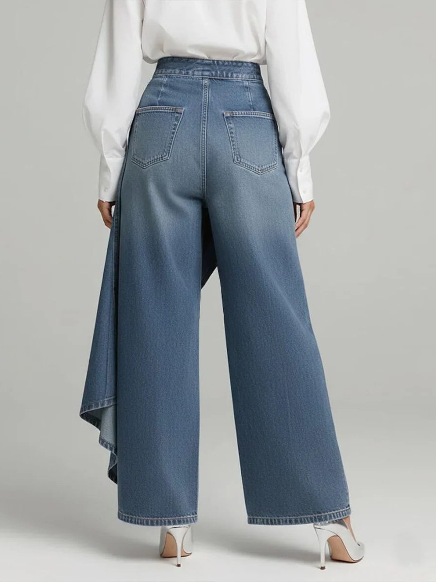 Yvette | Women's High Waist Wide Leg Denim Pants