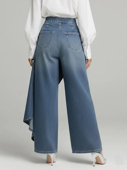 Yvette | Women's High Waist Wide Leg Denim Pants