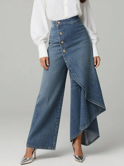 Yvette | Women's High Waist Wide Leg Denim Pants