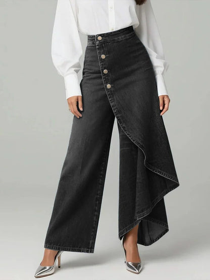 Yvette | Women's High Waist Wide Leg Denim Pants