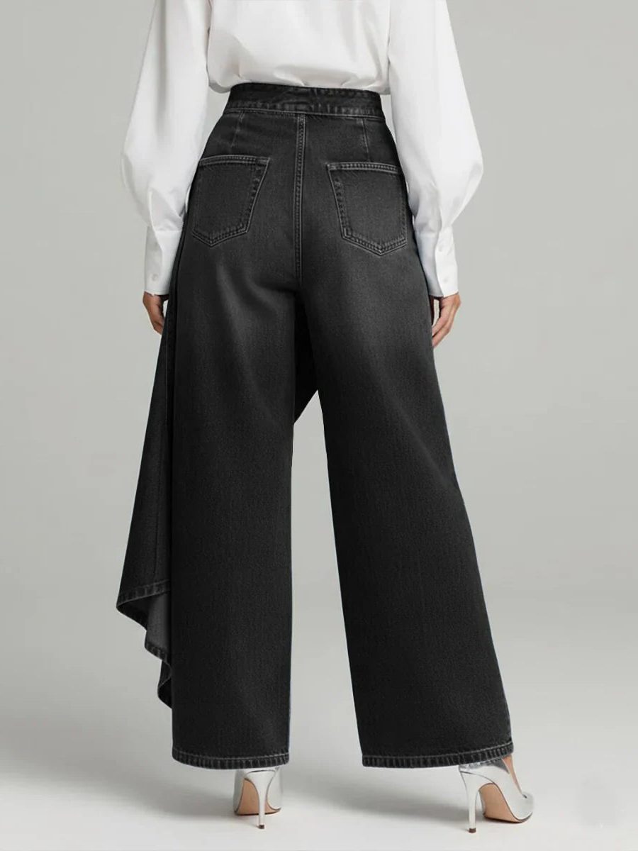 Yvette | Women's High Waist Wide Leg Denim Pants