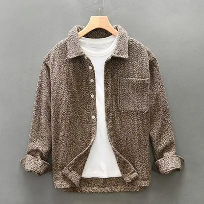Cashmere button-up shirt with textured finish | Elowen