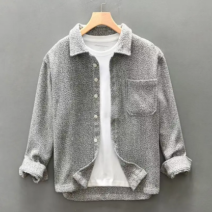 Cashmere button-up shirt with textured finish | Elowen