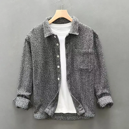 Cashmere button-up shirt with textured finish | Elowen