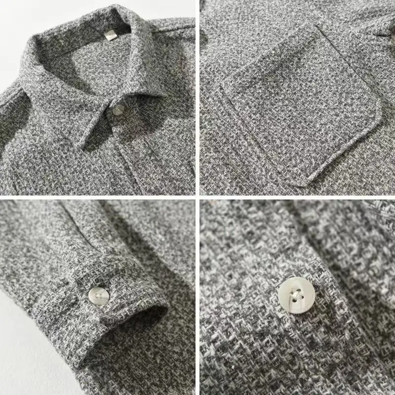 Cashmere button-up shirt with textured finish | Elowen