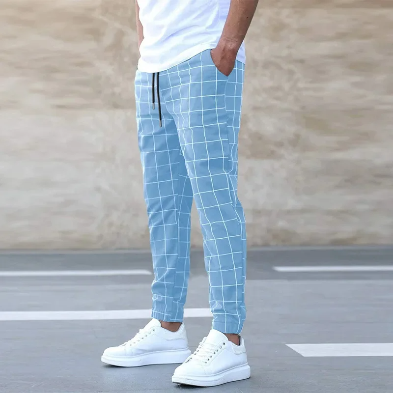 Checkered tapered joggers with elastic waistband | Kellan