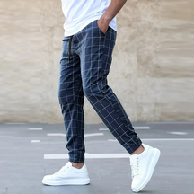 Checkered tapered joggers with elastic waistband | Kellan