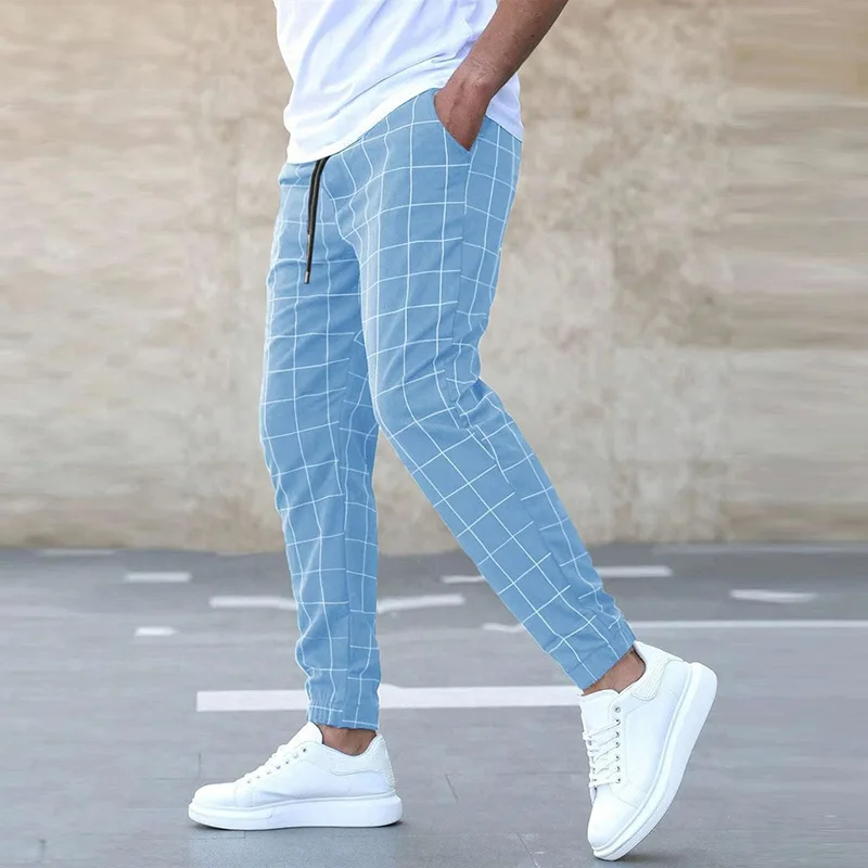 Checkered tapered joggers with elastic waistband | Kellan