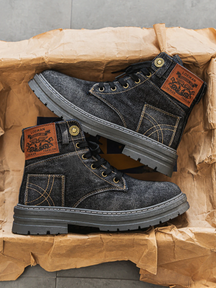 High-cut utility boots with rugged silhouette for men | Calder