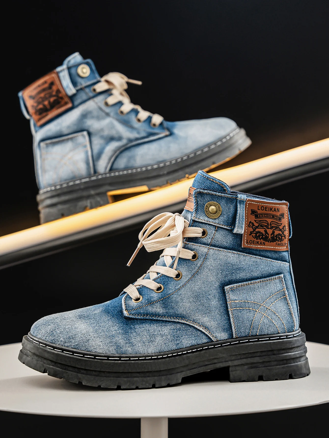 High-cut utility boots with rugged silhouette for men | Calder