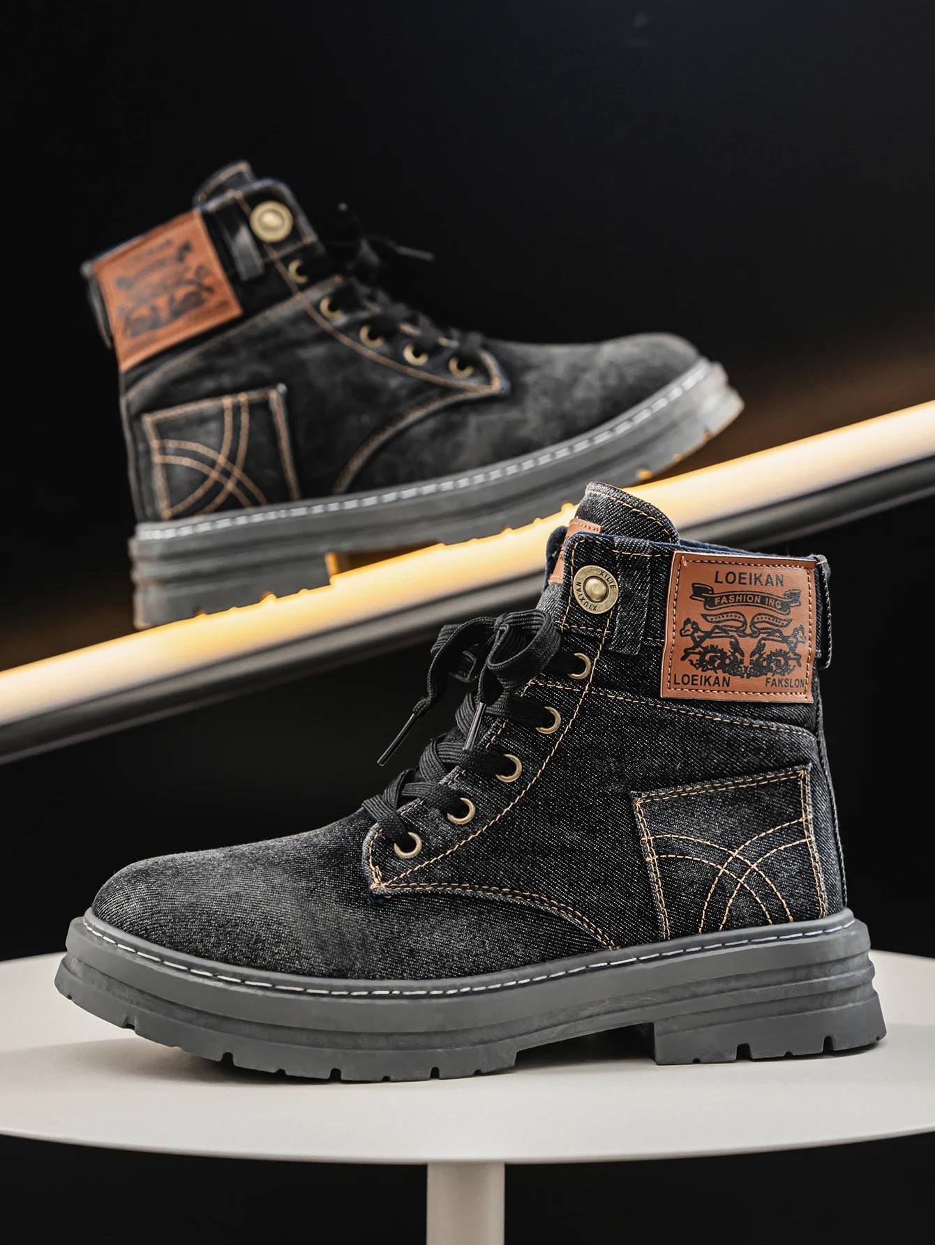 High-cut utility boots with rugged silhouette for men | Calder