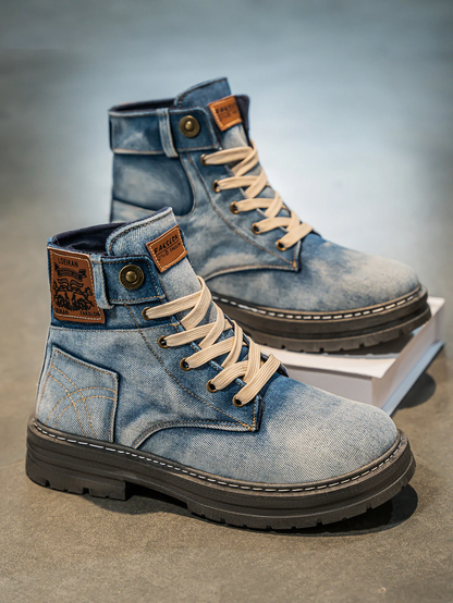 High-cut utility boots with rugged silhouette for men | Calder