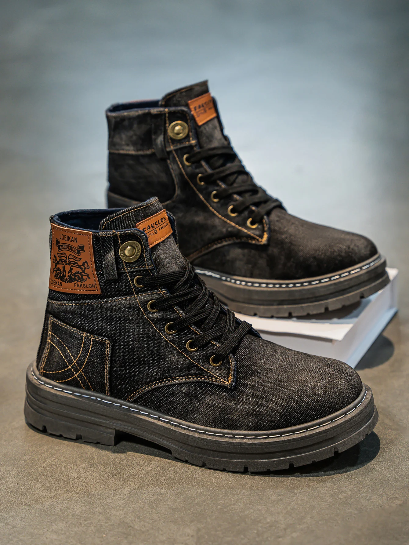 High-cut utility boots with rugged silhouette for men | Calder