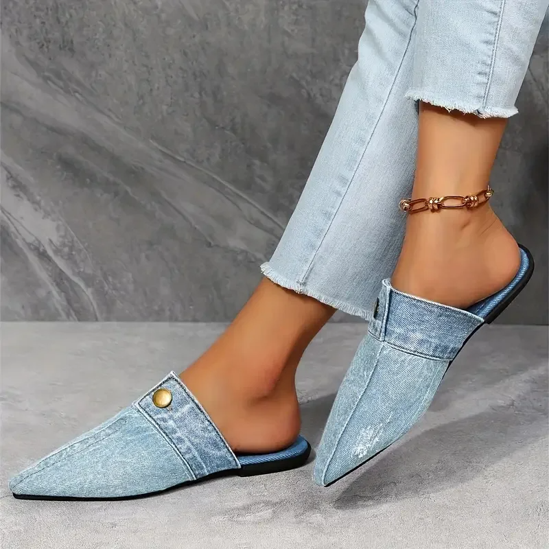Aurora Denim Mule Slide | Denim Theory