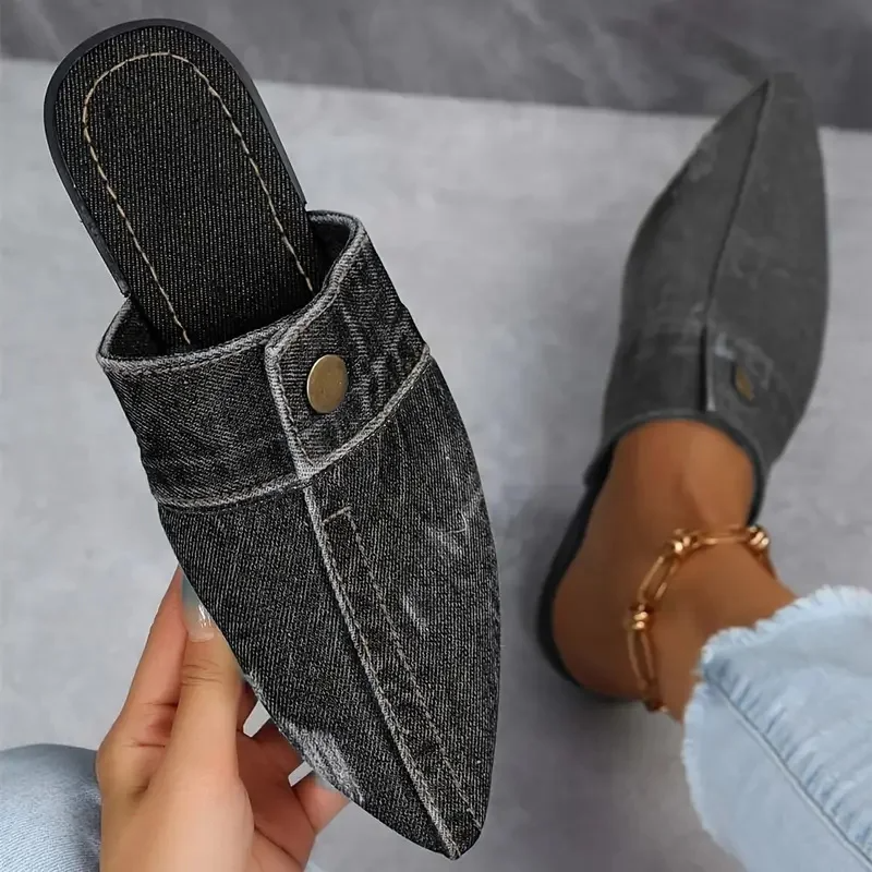 Aurora Denim Mule Slide | Denim Theory