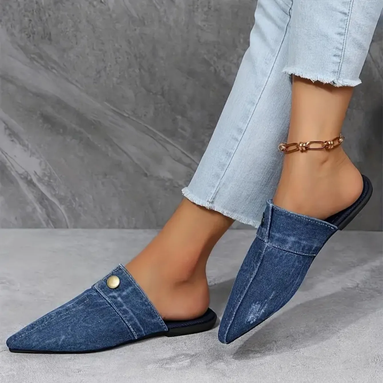 Aurora Denim Mule Slide | Denim Theory