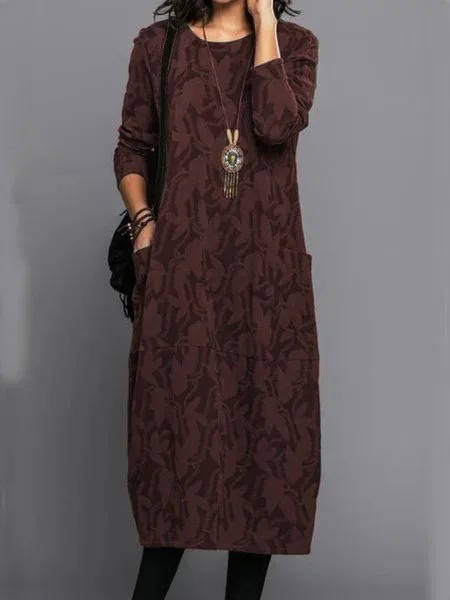 Relaxed floral midi dress with pockets for women | Amara